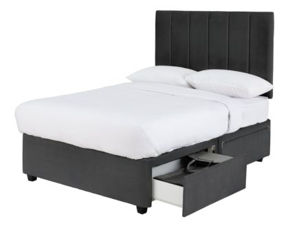 An Image of Forty Winks Velvet 1000 Pocket 5Drw Steel Divan - Kingsize