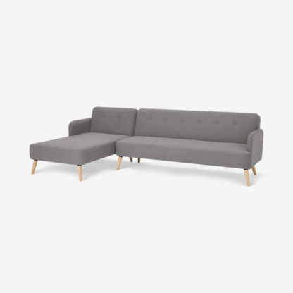 An Image of Elvi Left Hand Facing Chaise End Click Clack Sofa Bed, Marshmallow Grey