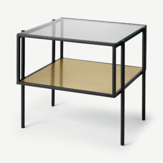 An Image of Cheney Side Table, Glass & Brass