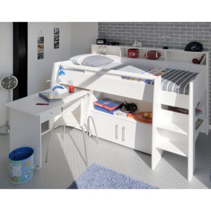 An Image of Swan White Wooden Mid Sleeper Bed Frame - EU Single