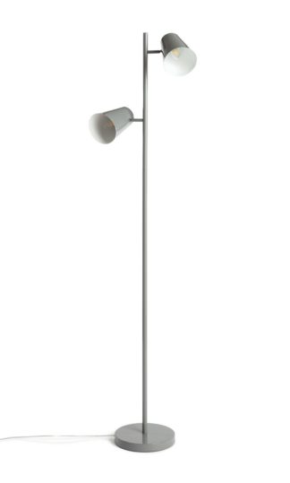 An Image of Habitat Iras Double Head Floor Lamp - Grey