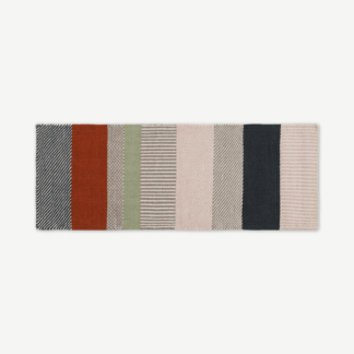 An Image of Malay Striped Wool Runner, 70 x 200cm, Charcoal & Terracotta