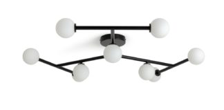 An Image of Habitat Alonso 9 Light Flush to Ceiling Light -Black & White