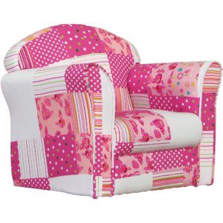 An Image of Children's Pink Patchwork Mini Armchair