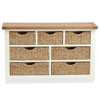 An Image of Wilby Cream 7 Drawer Chest with Baskets Cream