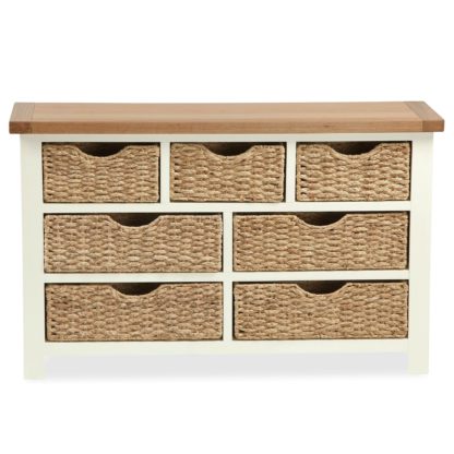 An Image of Wilby Cream 7 Drawer Chest with Baskets Cream