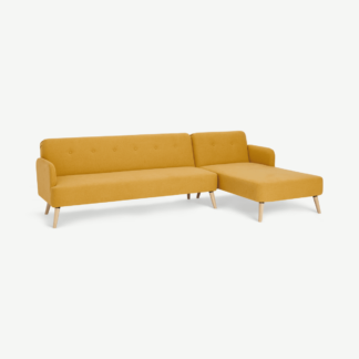 An Image of Elvi Right Hand Facing Chaise End Click Clack Sofa Bed, Butter Yellow
