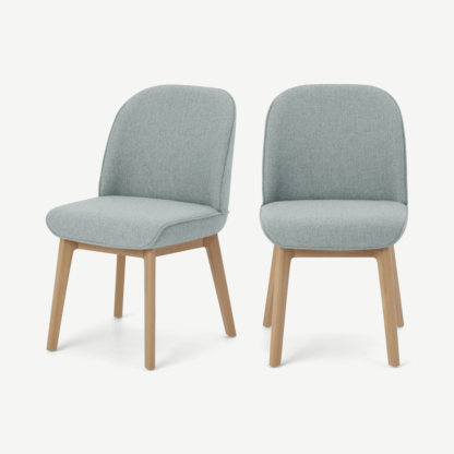An Image of Erdee Set of 2 Dining Chairs, Grey Blue Weave