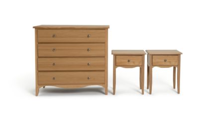 An Image of Habitat Margot 2 Bedside & 4 Drawer Chest Set - Oak