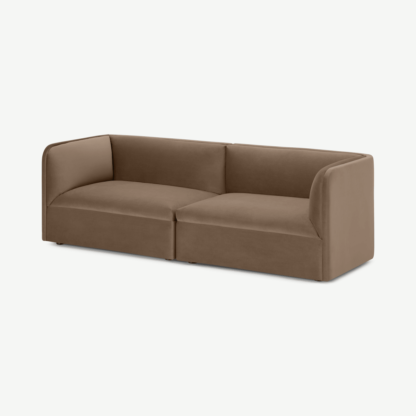 An Image of Torkel 3 Seater Sofa, Taupe Velvet