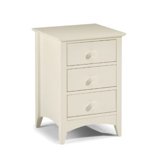 An Image of Cameo Stone White 3 Drawer Bedside Table