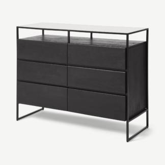 An Image of Kilby Wide Chest of Drawers, Black Stain Mango Wood