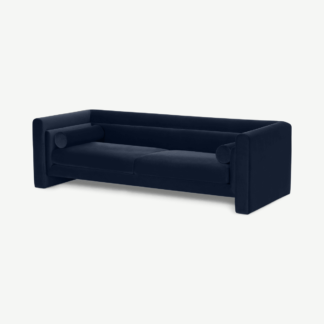 An Image of Mathilde 3 Seater Sofa, Dark Navy Velvet