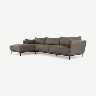An Image of Odelle Left Hand Facing Chaise End Corner Sofa, Texas Grey Leather