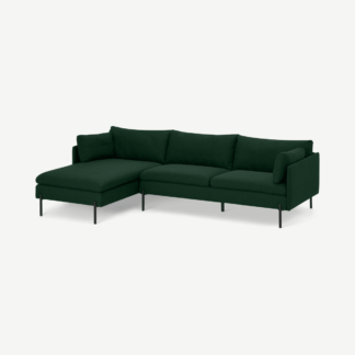 An Image of Zarina Left Hand Facing Chaise End Sofa, Forest Green Weave