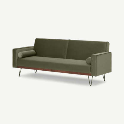 An Image of Warner Click Clack Sofa Bed, Sycamore Green Velvet