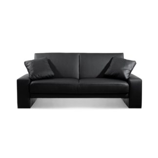 An Image of Supra Black Faux Leather Sofa Bed
