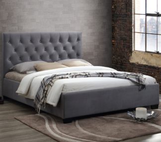 An Image of Cologne Grey Fabric Bed - 4ft6 Double