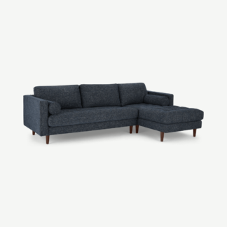 An Image of Scott 4 Seater Right Hand Facing Chaise End Corner Sofa, Cuba Blue Weave