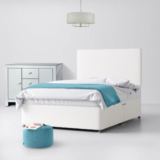 An Image of Cornell Plain White Fabric Ottoman Divan Bed - 5ft King Size