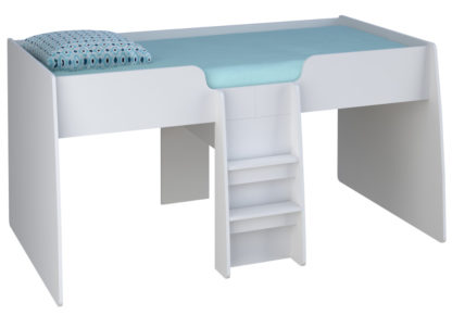 535b7320221e45b61d8876c57cdb596894a4c44c5cda8d0930076587309a6e50.jpg An Image of Loft Station White Wooden Cabin Bed Frame - 3ft Single
