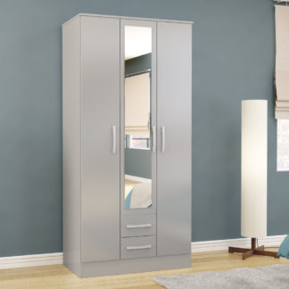 An Image of Lynx Grey 3 Door Combination Wardrobe with Mirror