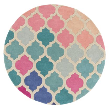 An Image of Rosella Circle Rug Pink