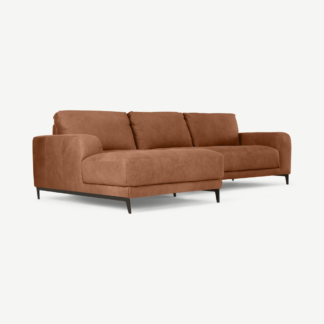An Image of Luciano Left Hand Facing Corner Sofa, Texas Tan Leather