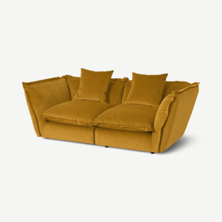 An Image of Fernsby 2 Seater Sofa, Mustard Recycled Velvet