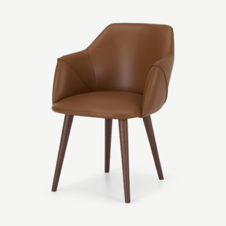 An Image of Lule Carver Chair, Tan Leather & Walnut