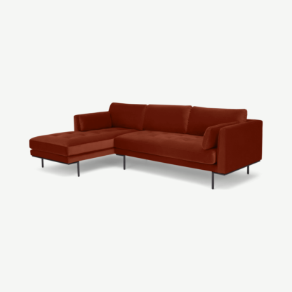 An Image of Harlow Left Hand Facing Chaise End Sofa, Brick Red Velvet