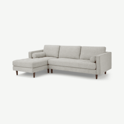 An Image of Scott 4 Seater Left Hand Facing Chaise End Corner Sofa, Ivory Weave