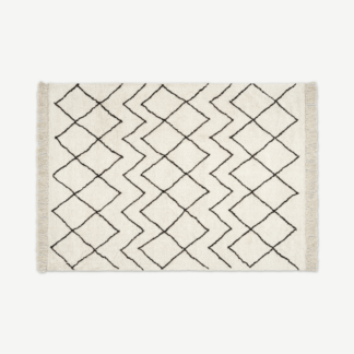 An Image of Masali Berber Style Wool Rug, Large 160 x 230cm, Off White