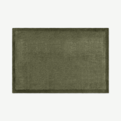 55fa51ef6edd25bb6d548b08193e48ea2b68d4e36ac661ac78dabaf2afe3be95-1.png An Image of Jago Border Rug, Large 160 x 230cm, Moss Green
