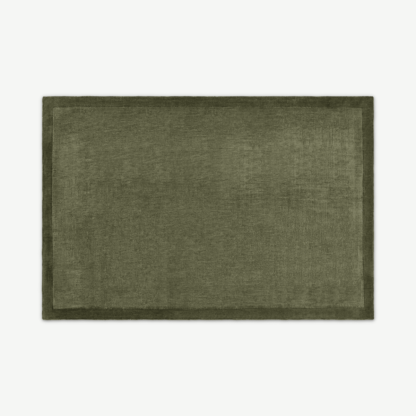 An Image of Jago Border Rug, Large 160 x 230cm, Moss Green