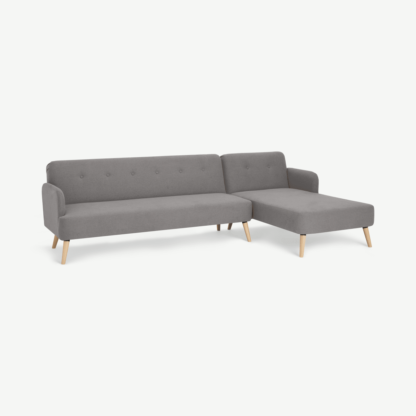 An Image of Elvi Right Hand Facing Chaise End Click Clack Sofa Bed, Marshmallow Grey