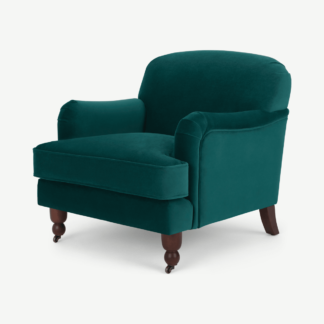 An Image of Orson Small Armchair, Velvet Seafoam Blue