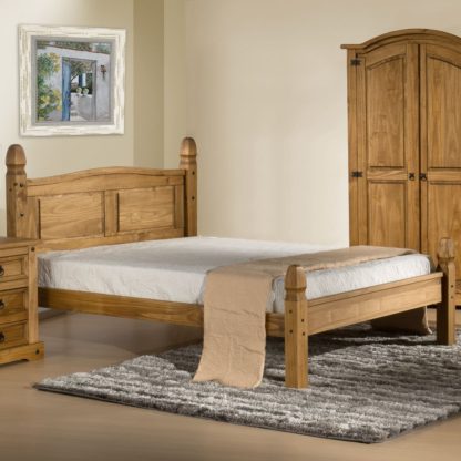 An Image of Corona Low Foot End Waxed Solid Pine Wooden Bed Frame - 5ft King Size