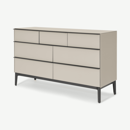 An Image of Silas Wide Chest of Drawers, Silver Grey Glass