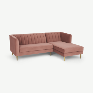 An Image of Amicie Right Hand Facing Chaise End Corner Sofa, Blush Pink Velvet