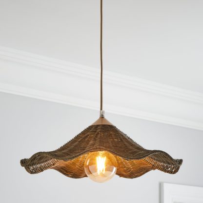 An Image of Churchgate Peckleton 1 Light Wicker Pendant Fitting Natural