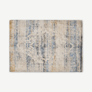 An Image of Ilyass Moroccan Style Rug, Large 160 x 230cm, Navy & Antique Gold