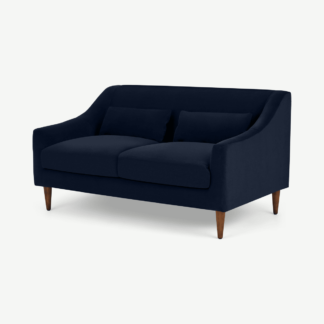 An Image of Herton 2 Seater Sofa, Ink Blue Velvet