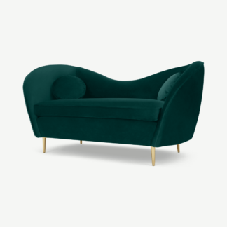 An Image of Kooper 2 Seater Sofa, Teal Blue Velvet