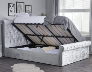 An Image of Sienna Steel Crushed Velvet Ottoman Storage Bed Frame Only - 4ft Small Double