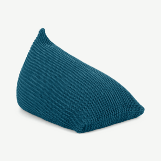 An Image of Andra Large Chunky Knit Bean Bag, Teal