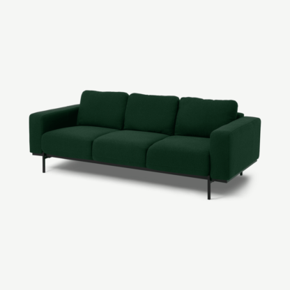 An Image of Jarrod 3 Seater Sofa, Forest Green Weave