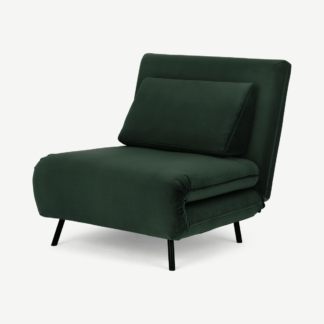 An Image of Kahlo Single Seat Sofa Bed, Autumn Green Velvet