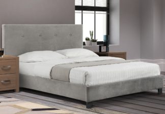 An Image of Shoreditch Grey Velvet Fabric Bed Frame - 4ft6 Double