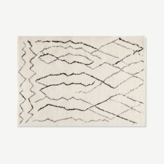 An Image of Cecily Pile Rug, Large 160 x 230cm, Off White & Grey